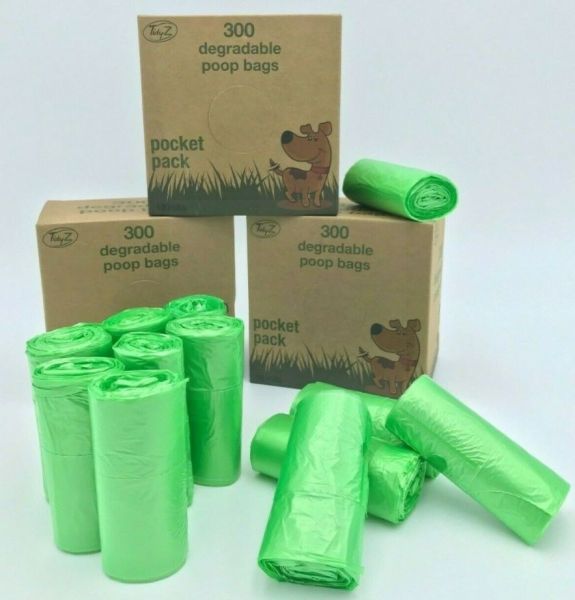 Tidyz Degradable Poop Bags With Tie Handles - Green - Pocket Pack - Pack Of 300