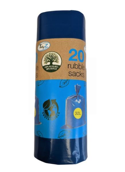 Tidyz Sustainable Rubble Sacks - 32L - Blue - 110 x 65cm - Pack of 20