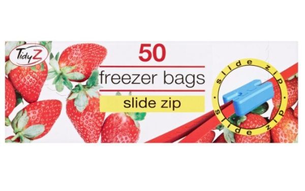 Tidyz Freezer Bags with Slide Zip - 22 x 22cm approx. - Pack Of 50