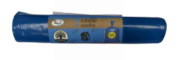 Tidyz Sustainable Rubble Sacks - 32L - Blue - 110 x 65cm - Pack of 7 