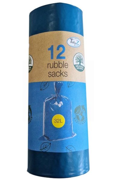 Tidyz Sustainable Rubble Sacks - 32L - Blue - 110 x 65cm - Roll of 12