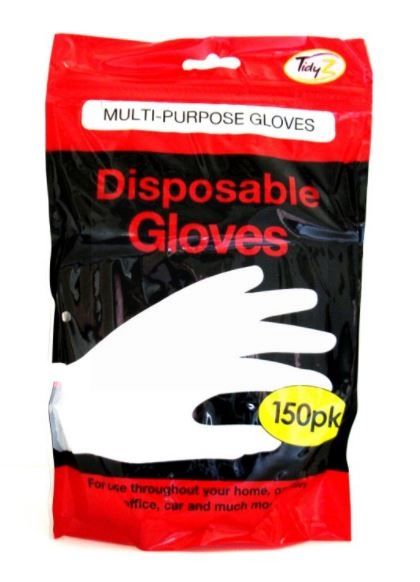 Tidyz Multi-Purpose Disposable Gloves - Clear - Pack of 150