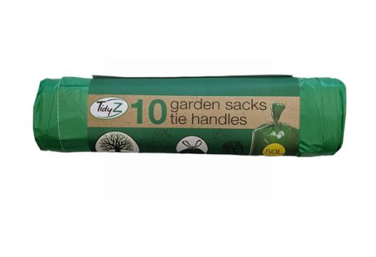 Tidyz Garden Sacks With Tie Handles - Green - Pack Of 10 - 50L - 89 x 120cm