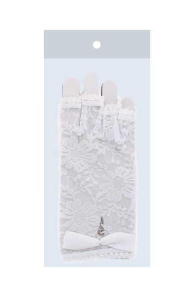 SMALL WHITE FINGERLESS LACE GLOVES