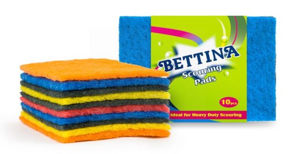 Bettina Flat Scouring Pads - Assorted Colours - Pack of 10
