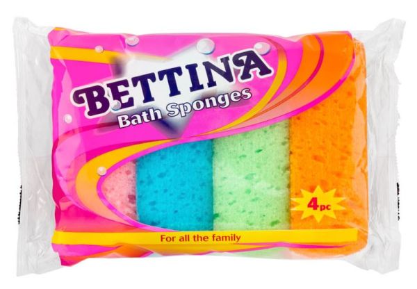 Bettina Bath Sponges - Assorted Colours - Pack of 4