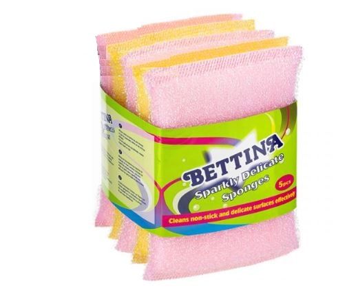 Bettina Sparkle Delicate Sponges - Assorted Colours - Pack of 5