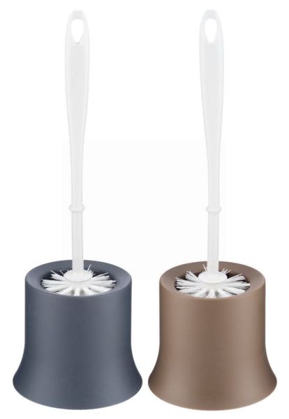 Arix Trendy Toilet Brush & Holder Wash Care Set - Grey/Brown/White