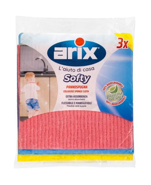 Arix Extra Absorbent Softy Sponge - Assorted Colours - Pack of 3