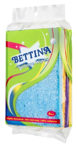 Bettina Highly Absorbent Sponge Wipes - Assorted Colours - Pack of 4