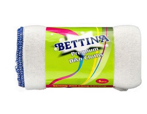 Bettina Premium Dish Cloths - White - Pack Of 5