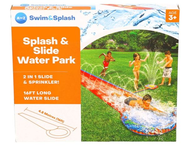 A to Z Swim& Splash 2-in-1 Splash & Slide Water Park with 16ft Long Water Slide