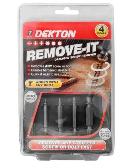 Dekton Remove-It Pro 4 Piece Damaged Screw Remover with Storage Case