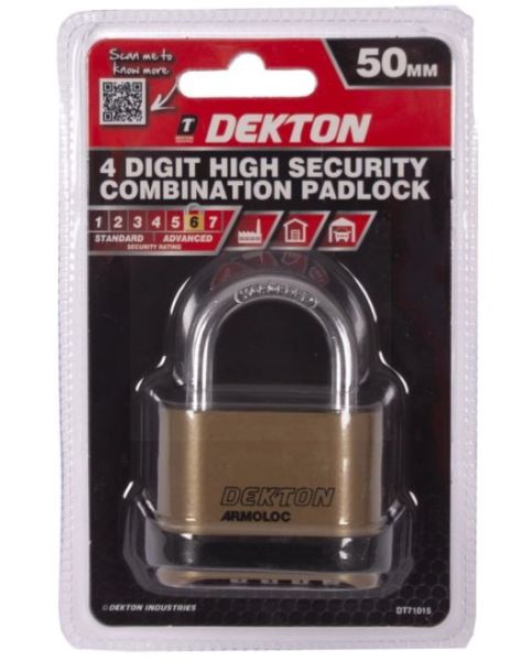 Dekton 4 Digit High Security Combination Padlock - 50mm