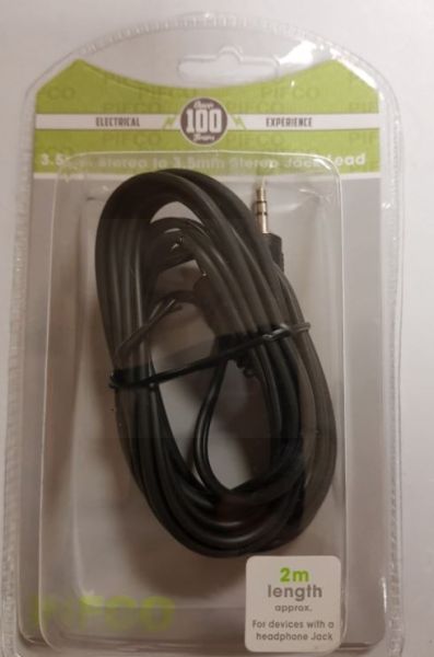 Pifco AUX 3.5Mm Stereo To 3.5Mm Stereo Jack Lead - 2 Metres