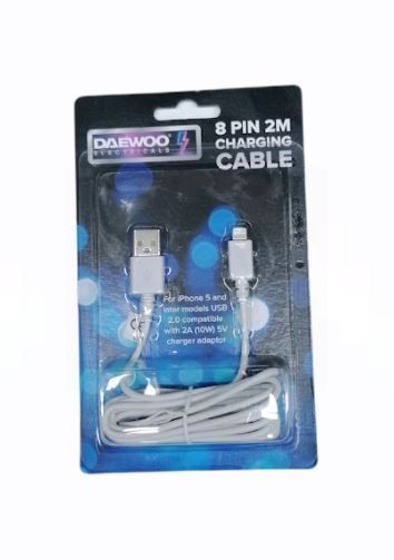 Daewoo Iphone Lightening 8 Pin USB Charging Cable - 2 Metre Cable