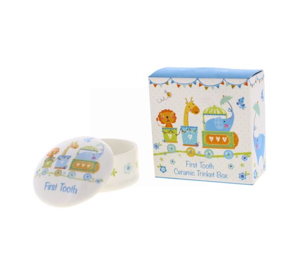 FIRST TOOTH BOY CERAMIC TRINKET BOX