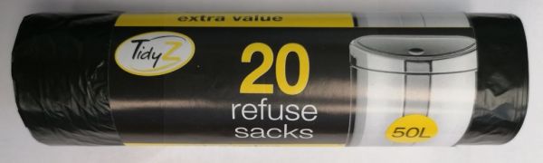 Tidyz Strong Refuse Sacks - 50L - Pack Of 20