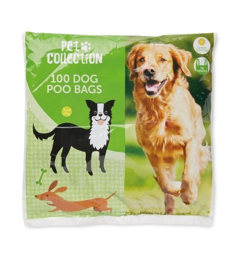 Pet Collection Lemon Scented Dog Poo Bags With Tie Handles - Pack Of 100