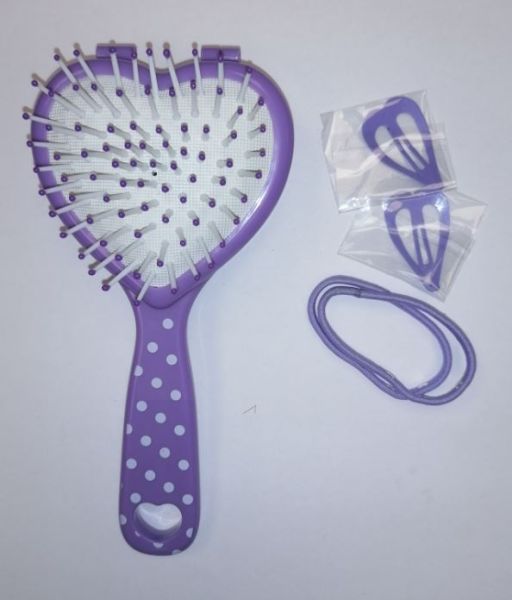 Pree-Teens Hairbrush with Mirror, Hairband and Clip - Purple