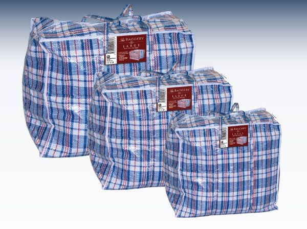 Extra Large Size Check Zipper Shopping/Laundry Bag - Approx 100 x 75 x 30cm - Colours May Vary
