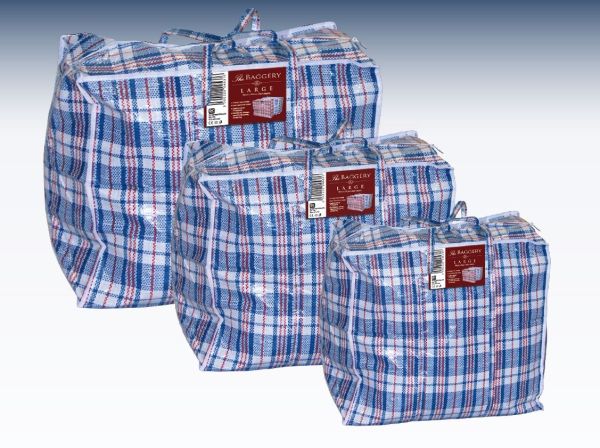 Extra Large Size Check Zipper Shopping/Laundry Bag - Approx 100 x 75 x 30cm - Colours May Vary