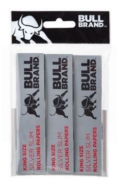 Bull Brand King Size Slim Cigarette Rolling Papers - Silver - Pack Of 3