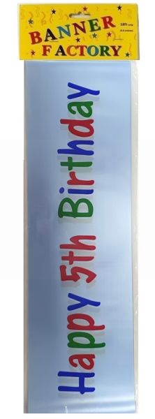 HAPPY 5TH BIRTHDAY BANNER BLUE WITH CARD