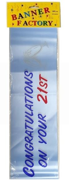 CONGRATULATIONS ON YOUR 21TH BLUE BANNER WITH CARD
