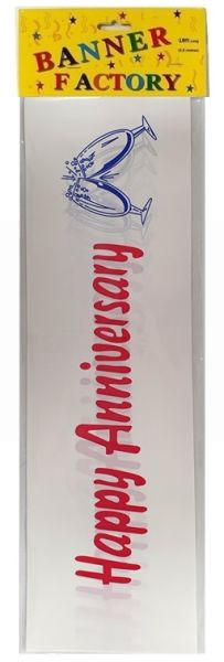 HAPPY ANNIVERSARY WHITE & RED BANNER WITH CARD