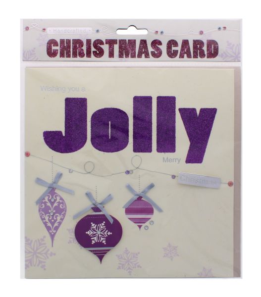 HANDCRAFTED CARD HEAVILY GLITTERED  JOLLY
