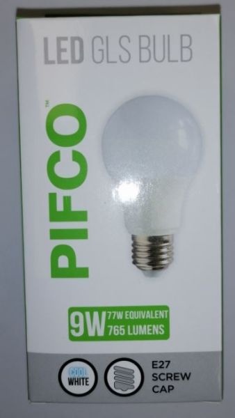 Pifco LED GLS Bulb - E27 Screw Cap - Cool White - 9W - 765 Lumens
