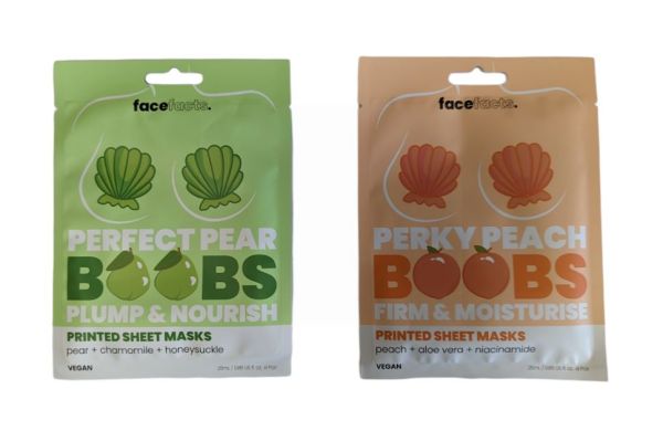 Face Facts Printed Sheet Boob Masks - Perfect Pear & Perky Peach - 25ml