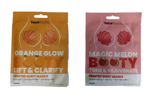 Face Facts Printed Sheet Booty Masks - Orange Glow & Magic Melon - 25ml