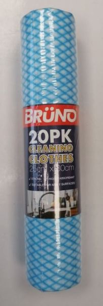 Bruno Highly Absorbent Cleaning Clothes - Blue/White - 25 x 30cm - Pack of 20