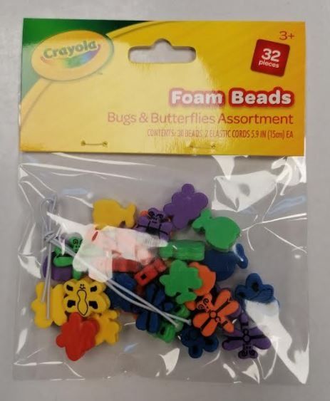 Crayola Foam Beads - Bugs & Butterflies - Assorted Colours & Shapes - Pack of 32 Pieces
