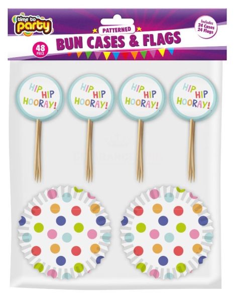 Patterned Bun Cases & Flags - Pack of 48