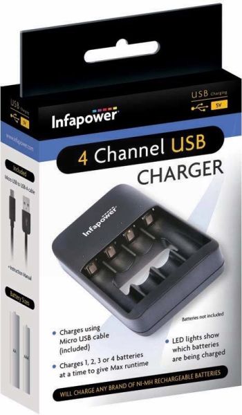 Infapower 4 Channel USB Battery Charger - 5V