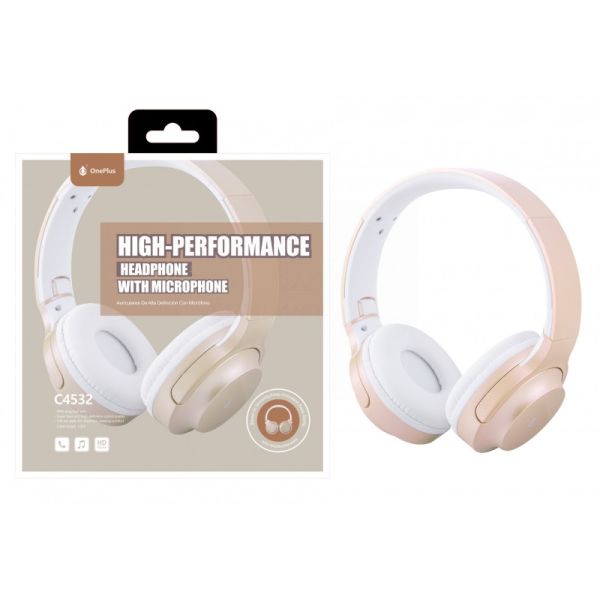 One Plus High Performance Headphone With Microphone - Gold