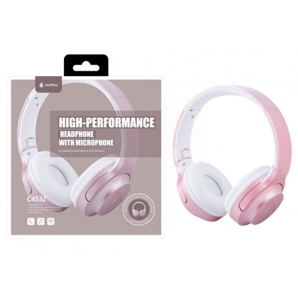 One Plus High Performance Headphone With Microphone - Pink