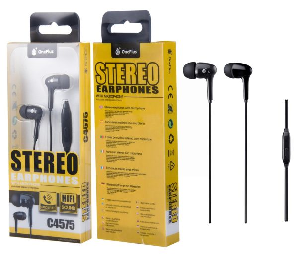 One Plus Bubble Stereo Earphones With Microphone - 1.2m - Black