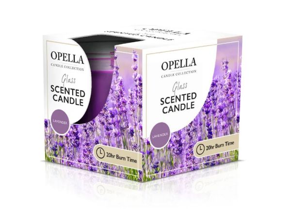Opella Candle Collection - Scented Glass Candle - Lavender - 255g - 20hr Burn Time