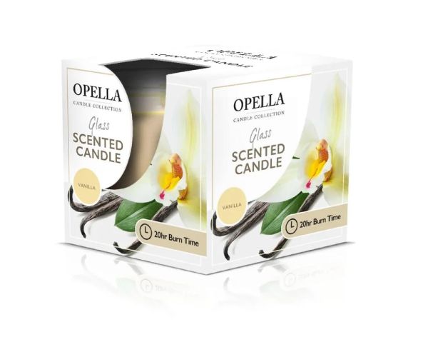 Opella Candle Collection - Scented Glass Candle - Vanilla - 255g - 20hr Burn Time