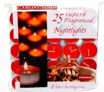 Carlingford Superb Quality Night Light Candles - Cinnamon - Pack of 25