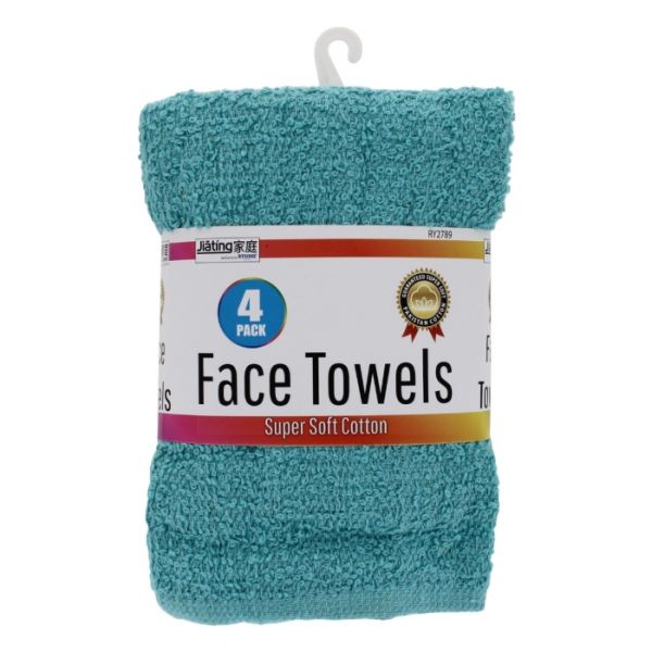 SUPER SOFT COTTON FACE TOWELS - PACK OF 4 