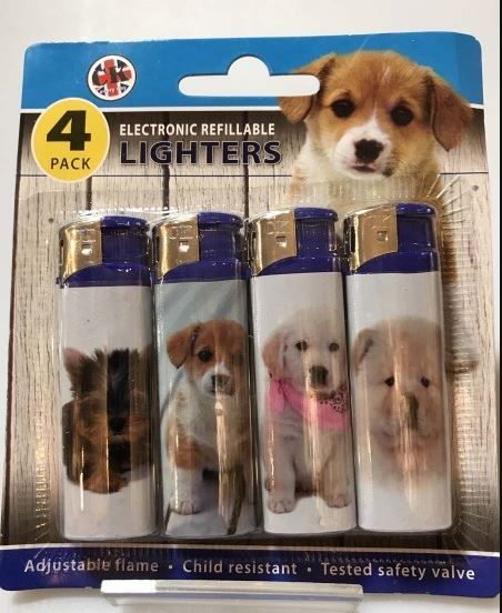 CK Everyday Electronic Refillable Lighters - Dog - Assorted Dog Pictures - Pack of 4