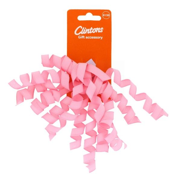 CLINTONS CURLY CONFETTI SWIRL BOW PINK