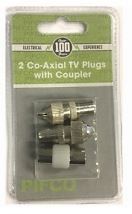 Daewoo Co-Axial Tv Plugs With Coupler - Pack Of 2