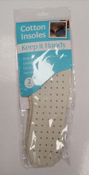 Keep it Handy Cut to Size Non-Slip Cotton Insoles - Pack of 2 Pairs