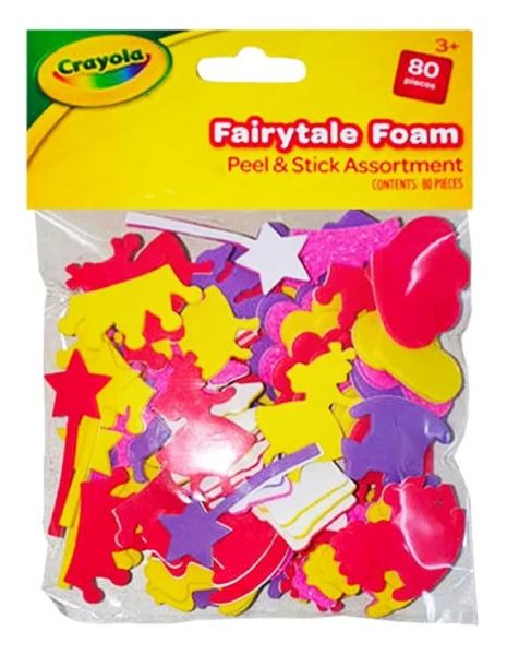 Crayola Peel & Stick Fairy Tale Foam - Assorted Shapes & Colours - Pack of 80